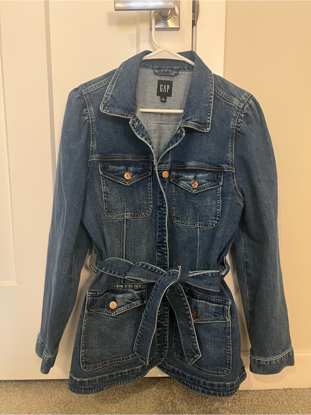 GAP Women's Dark Blue Denim Tie-Waist Jacket NWT